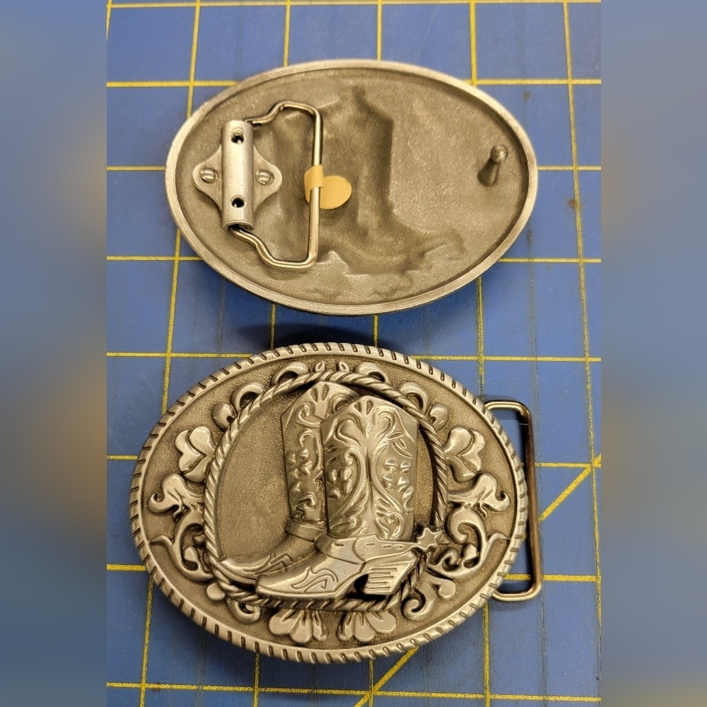 Western Boots Buckle Unisex Brand New Silver Tone